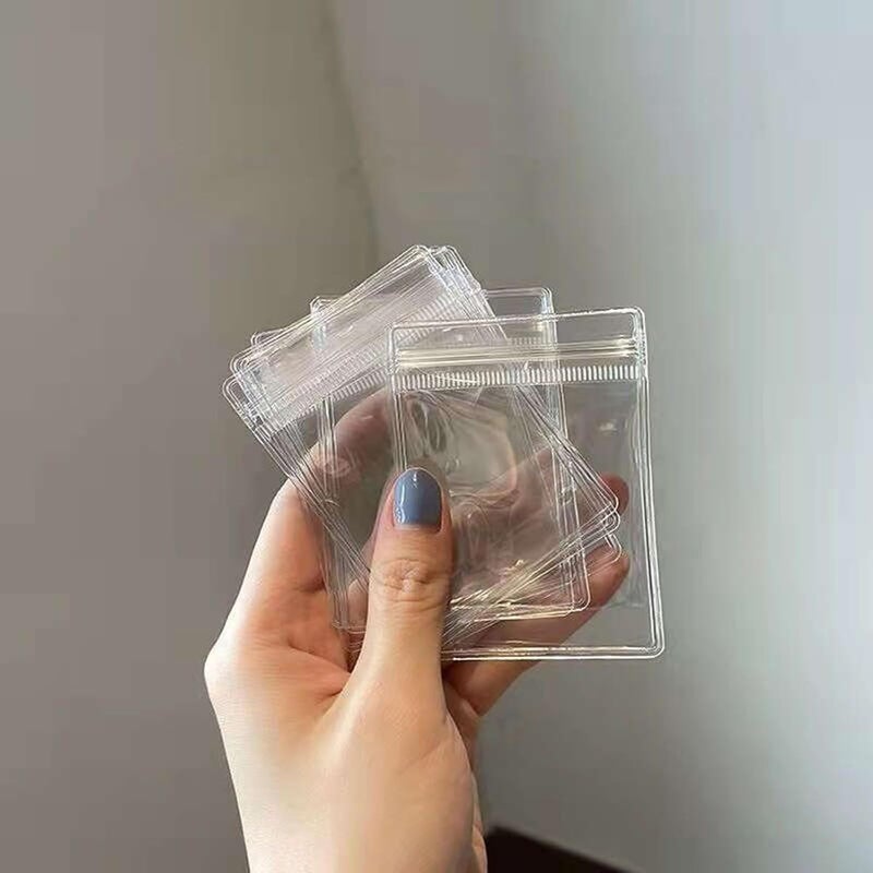 Aeojoor Small Plastic Bags, 100 Pcs Mini Baggies, Clear Plastic Jewelry Thick Self Sealing PVC Bags, Resealable Poly Baggies for Pill, Beads, Screws, Packaging (4.3x4.3"） - Image 3